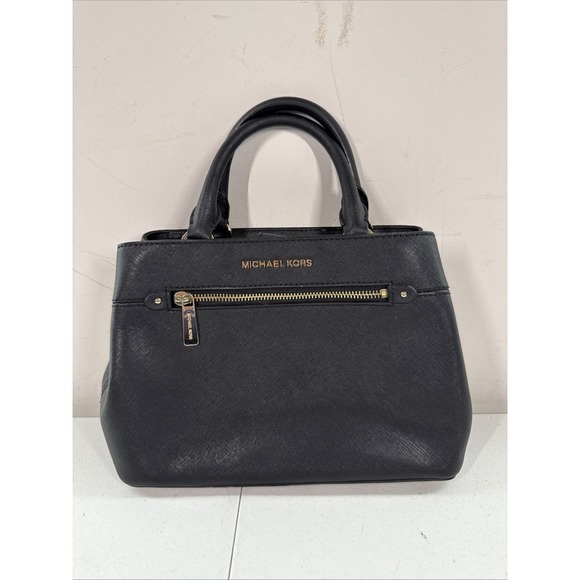 Michael Kors Handbags - Michael Kors Hailee Leather Satchel Crossbody Bag Black Gold Purse NO STRAP